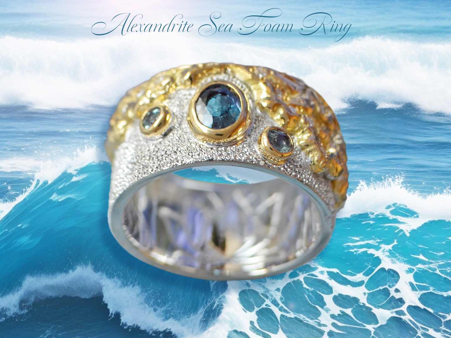 アレキサンドライトゴッデス海の泡コンビネーションリング