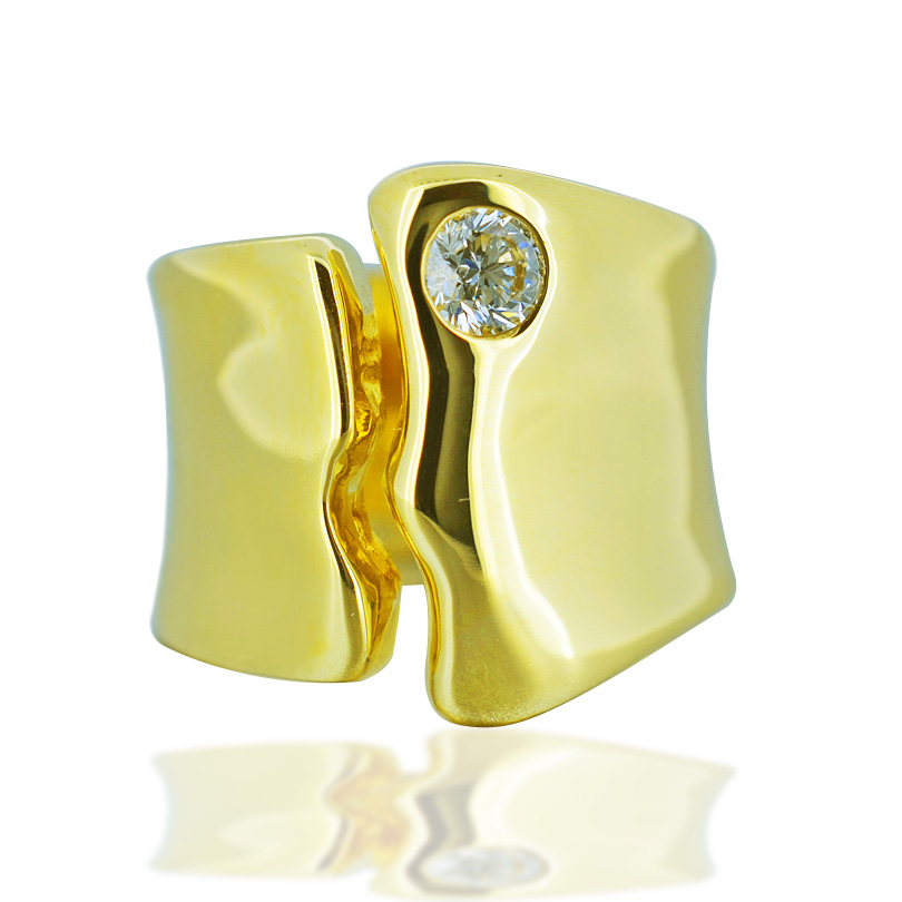 一粒ダイヤK18カーブリング