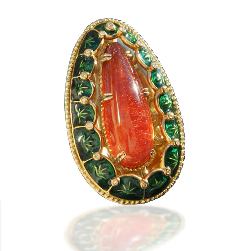 ストロベリークォーツ K24七宝ペンダントトップ