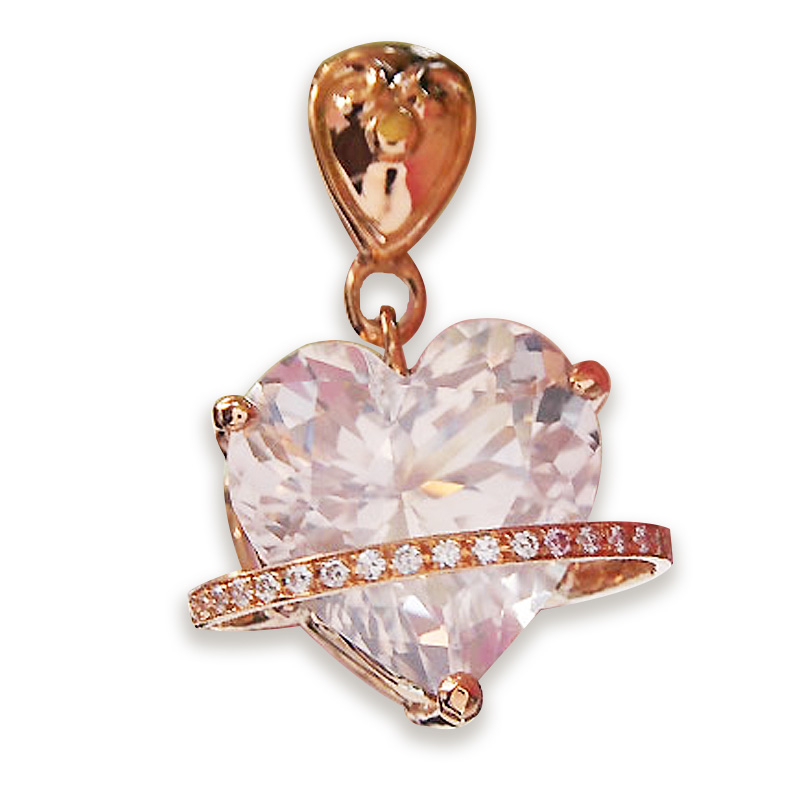 ピンクゴールド　ハートカットムーンクォーツネックレス