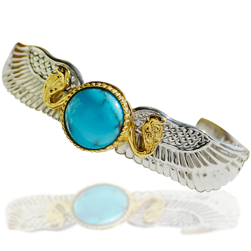 エジプシャンターコイズ　ホルベヘデティシルバーバングル