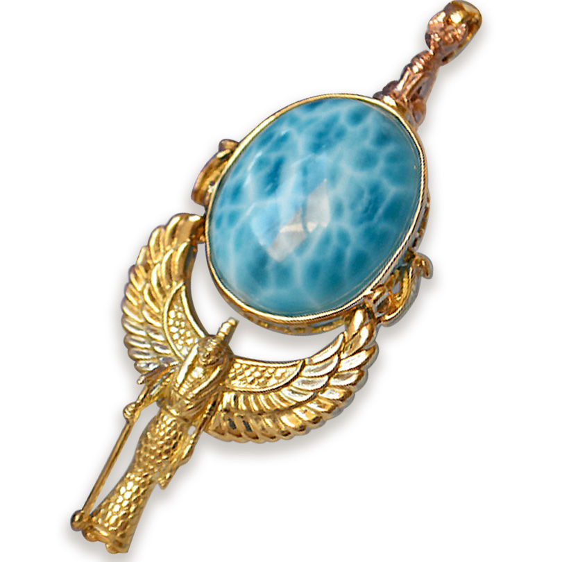 ラリマーイシス女神バステト女神K18ゴールドアミュレット