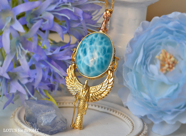 ラリマーイシス女神バステト女神K18ゴールドアミュレット