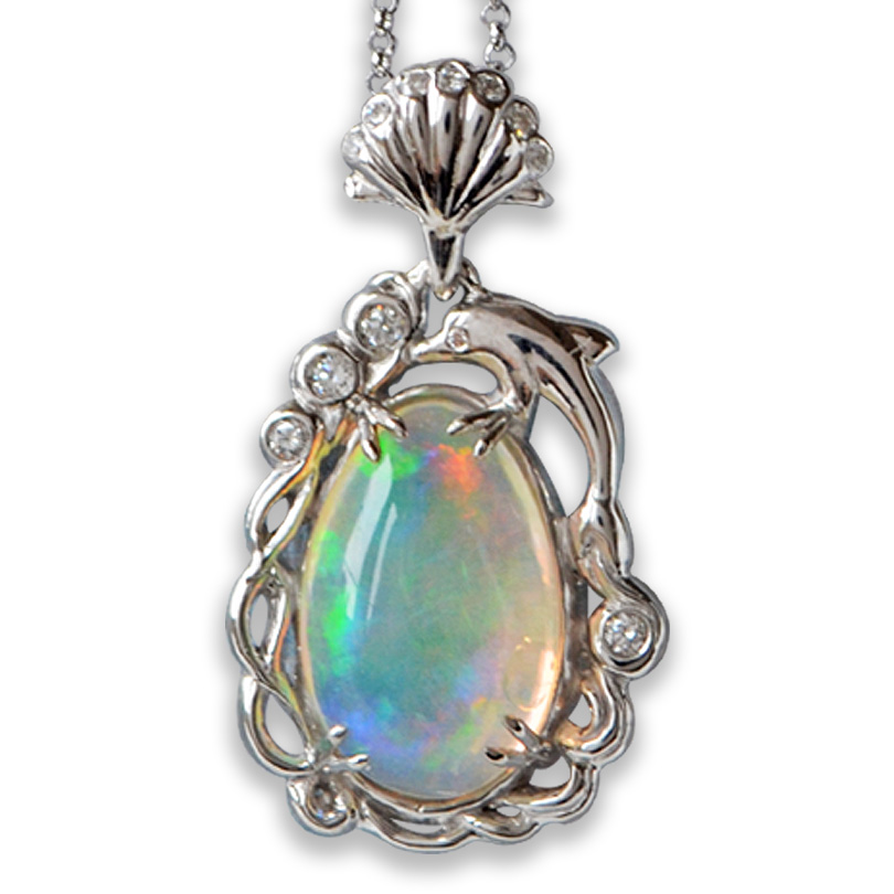 オパールレムリアンドルフィンプラチナペンダント