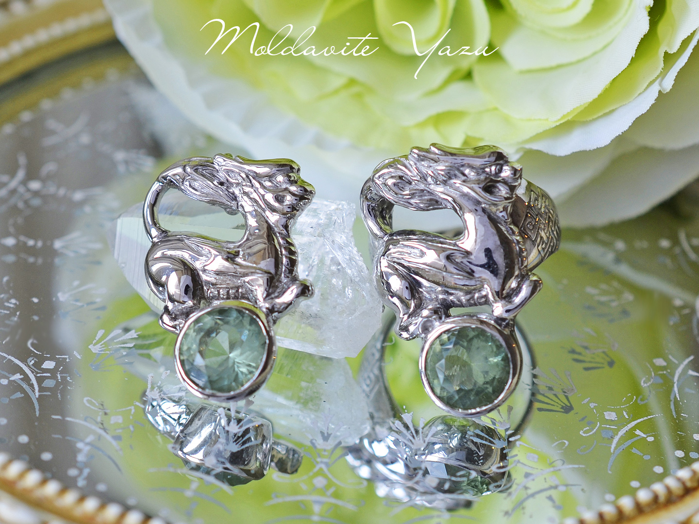 モルダバイトヤアズ睚眦エンドレスノットシルバージュエリーセット