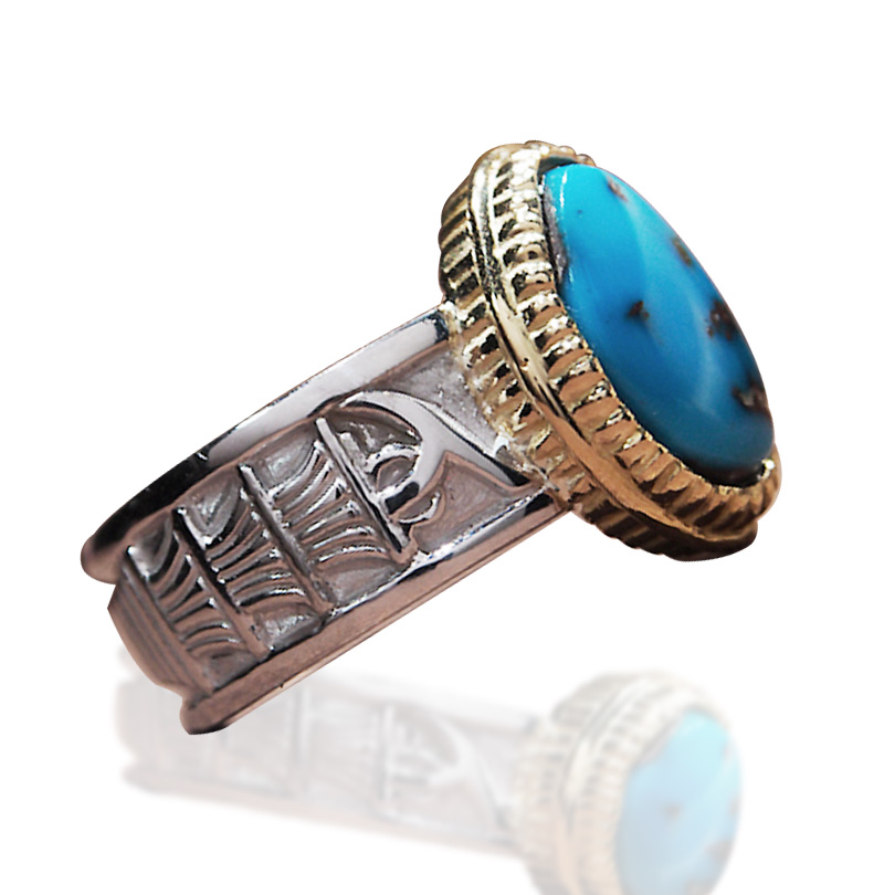 ハイグレードビズビーターコイズ　プタハ神の杖ゴールドリング