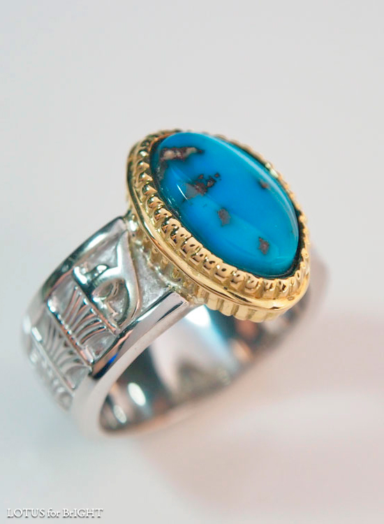ハイグレードビズビーターコイズ　プタハ神の杖ゴールドリング