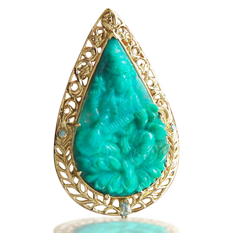 サラスヴァティ　ジェムシリカピーコックペンダントトップ