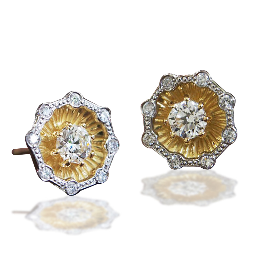 シャインスター　八角形ダイヤモンドコンビピアス