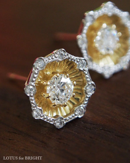 シャインスター　八角形ダイヤモンドコンビピアス