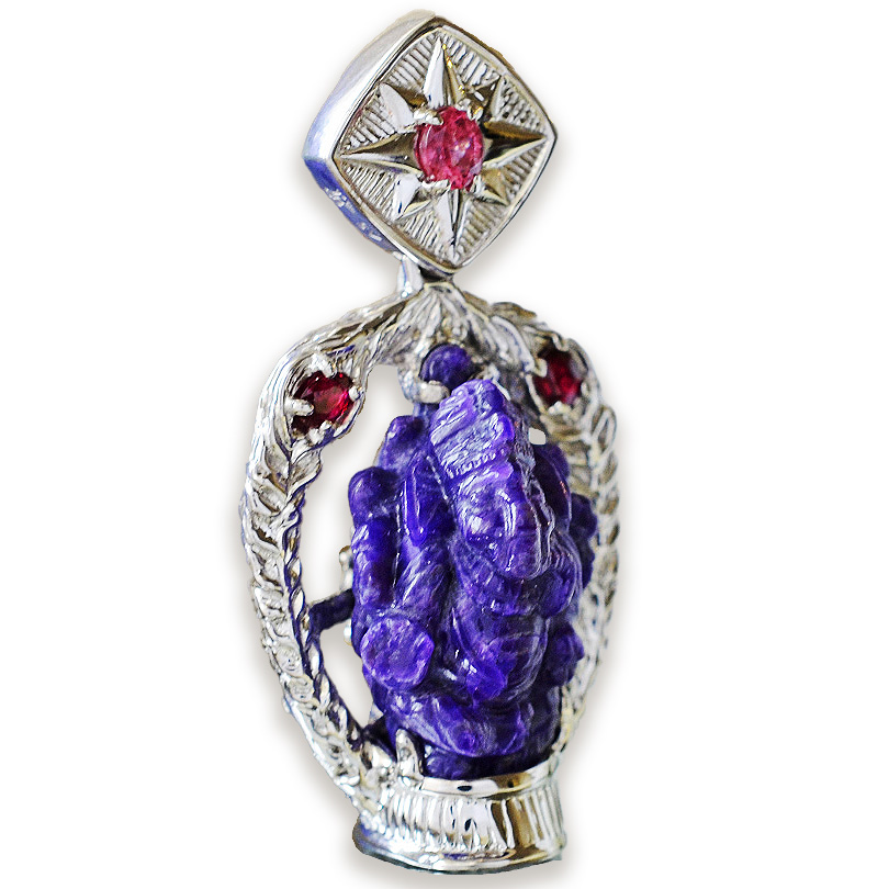 スギライトガネーシャナーガカービングスペシャルペンダント