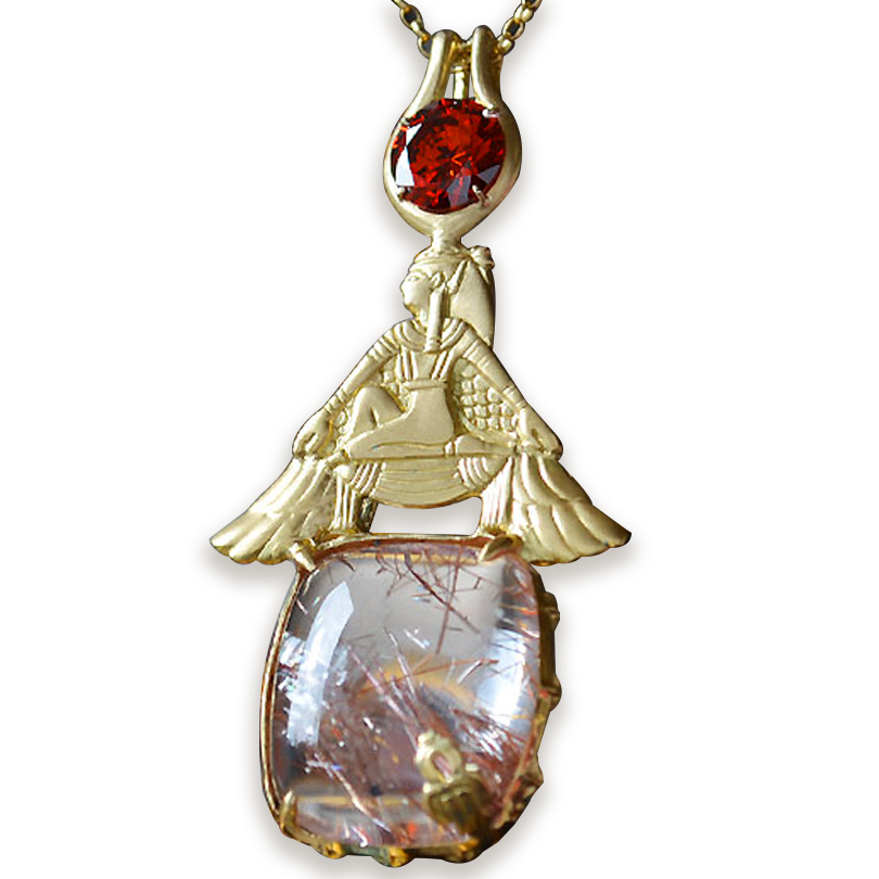 ジンカイトとレッドルチル　イシス女神のK18ゴールドペンダント