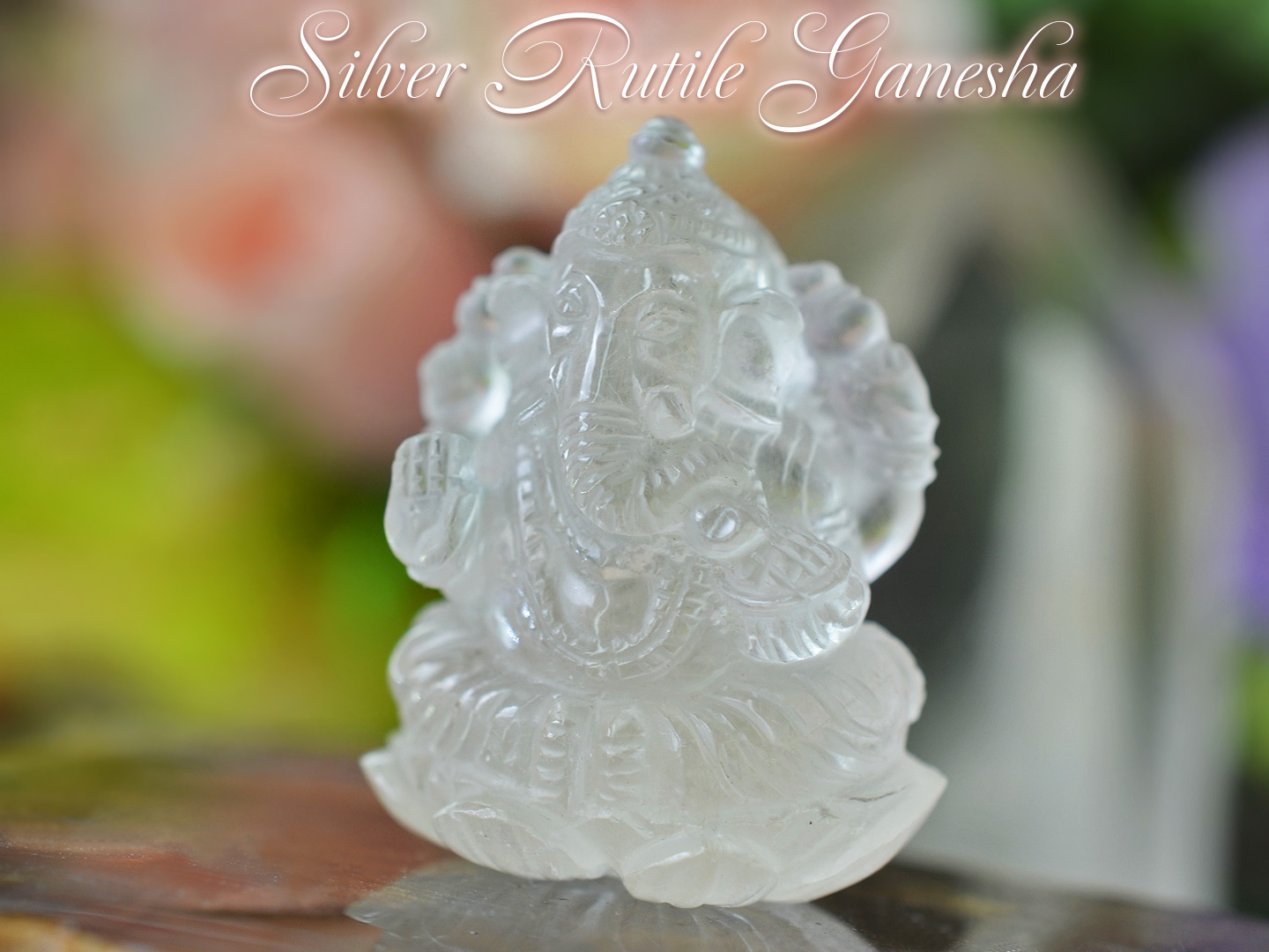 シルバールチルクォーツ　ガネーシャカービング