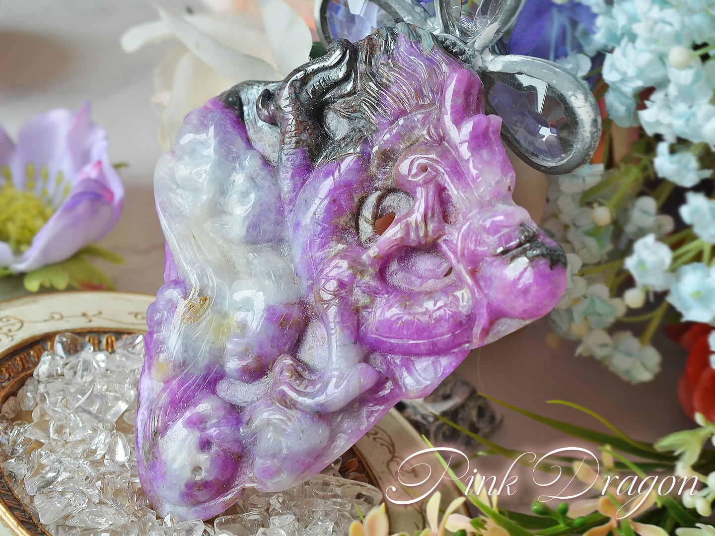 【激レア】ピンクスギライト龍神カービングクリスタル