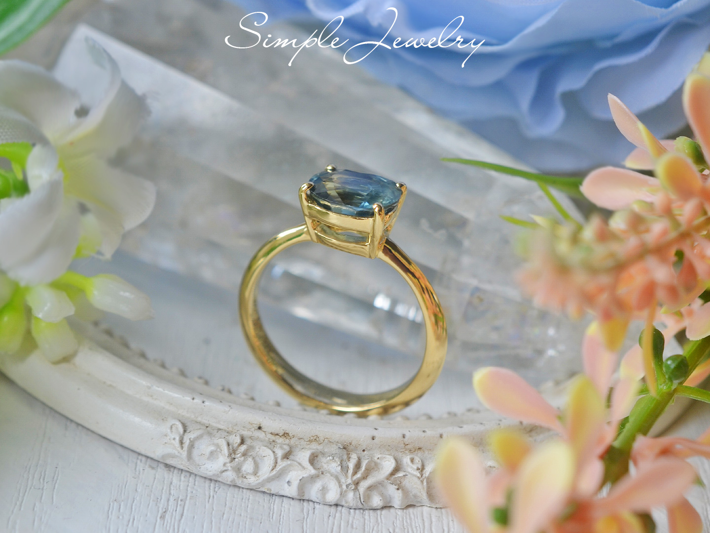 バイカラーサファイアオーバルカット2.08ctスリランカ産シンプルジュエリーオーダー