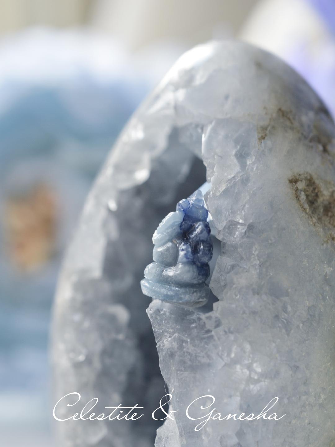 セレスタイトエッグとサファイアガネーシャセット