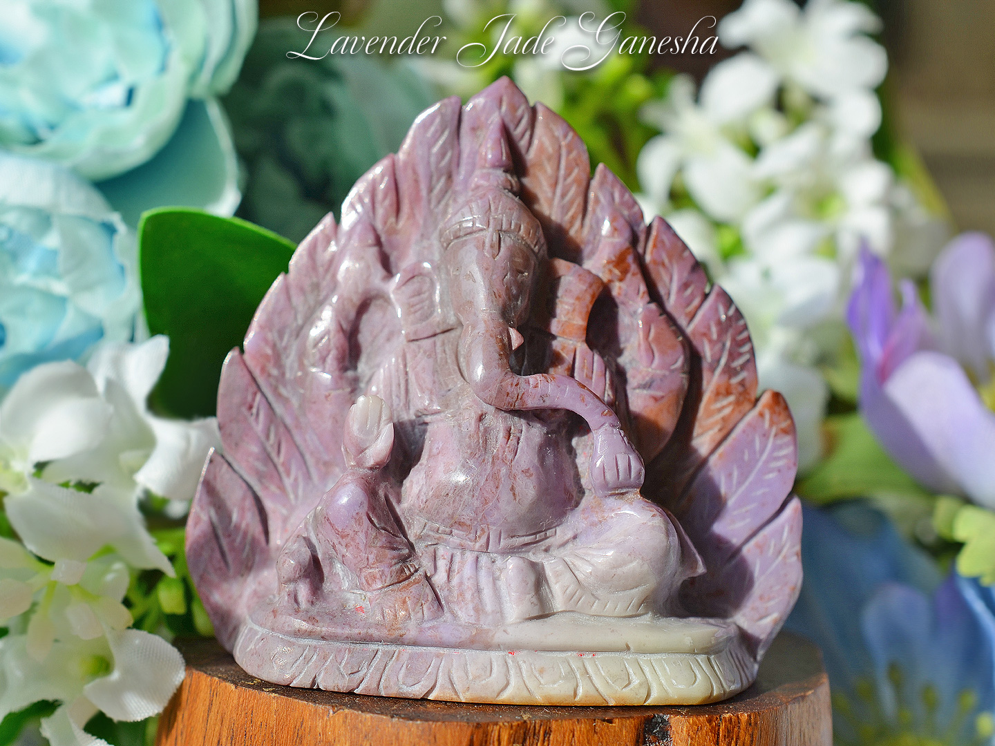 ラベンダージェイドガネーシャカービング　トルコ産