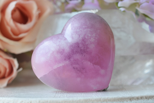 ハイグレードピンクアラゴナイトハートポリッシュ１