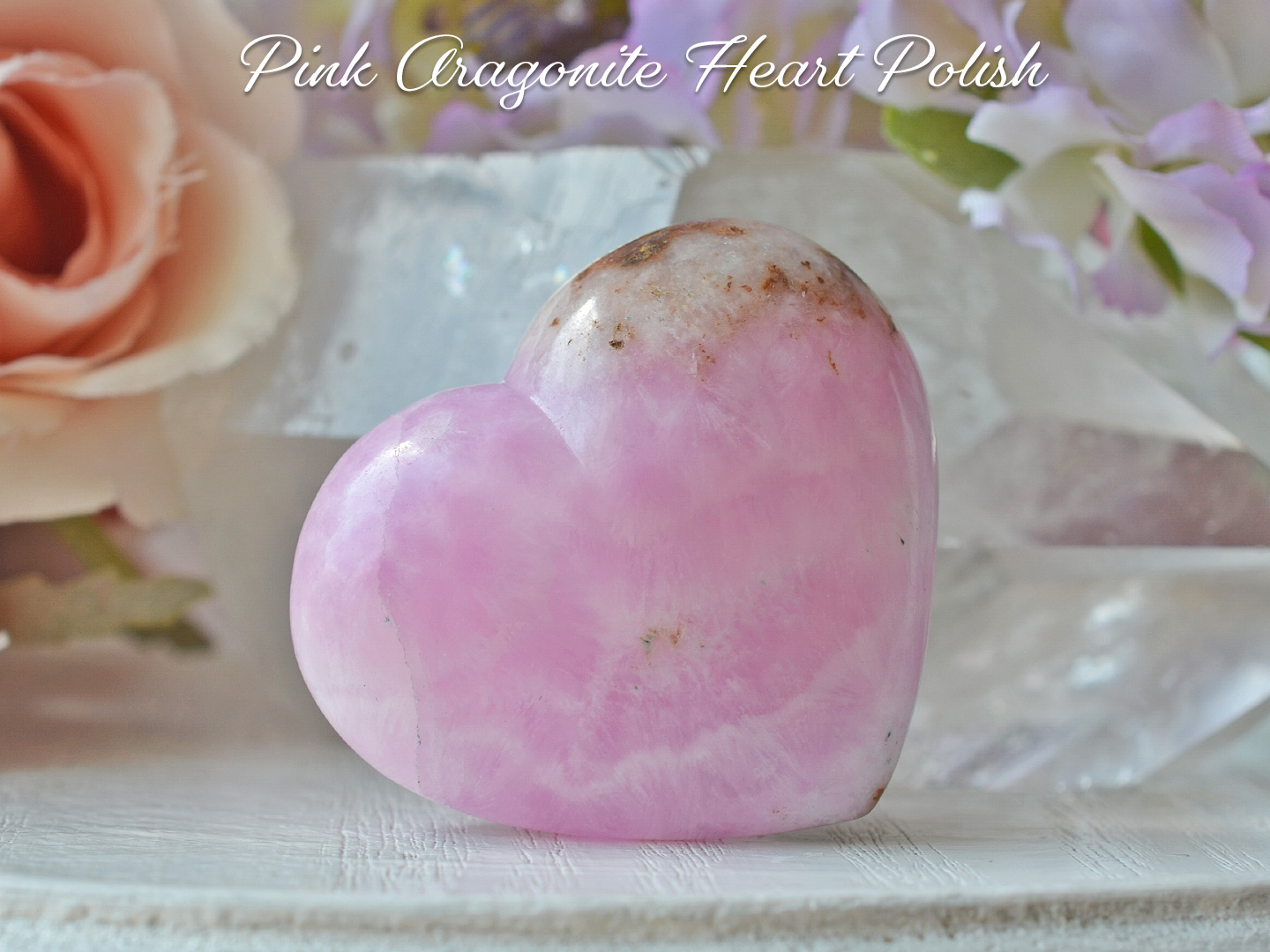 ピンクアラゴナイトハートポリッシュ２