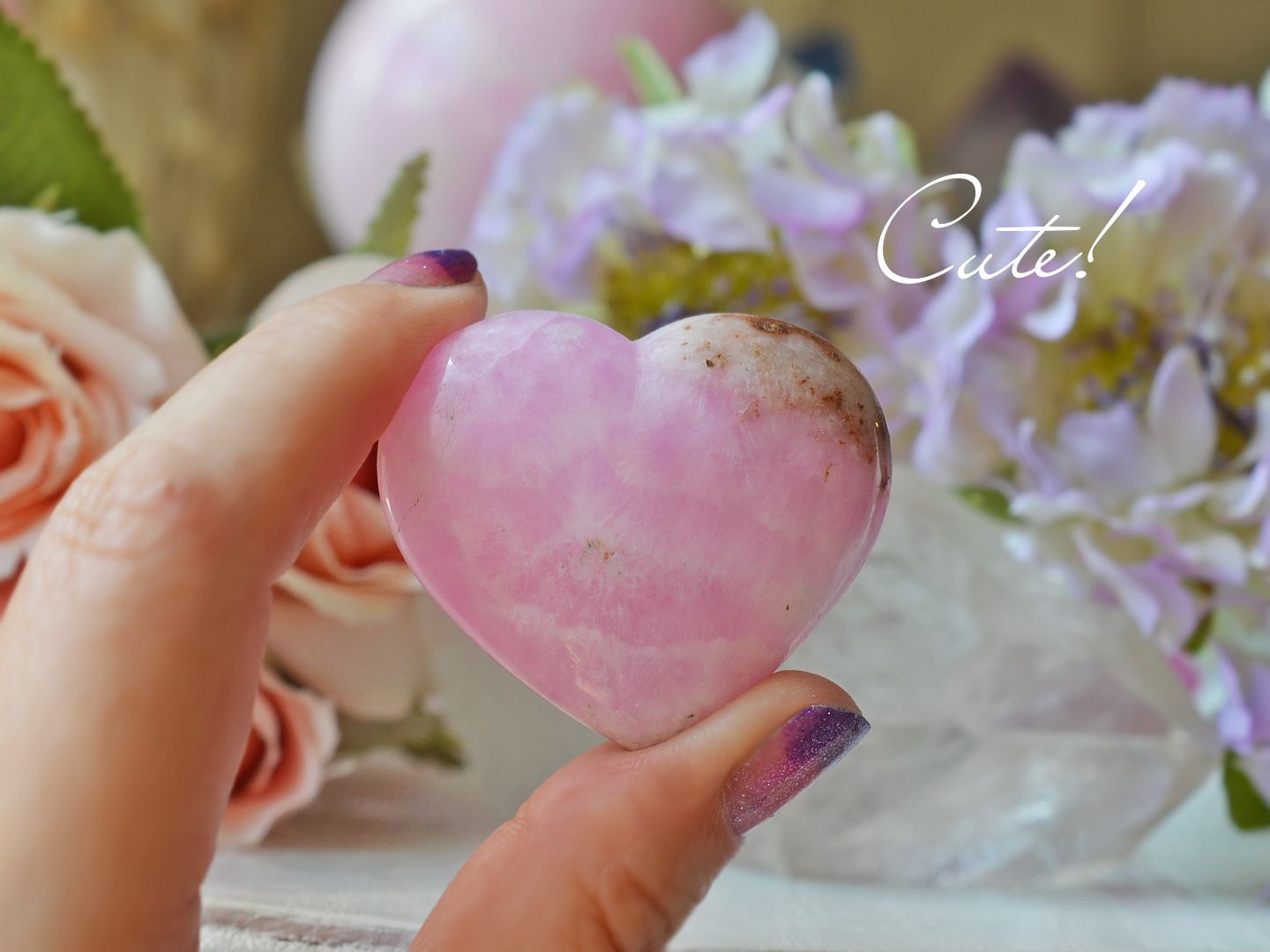 ピンクアラゴナイトハートポリッシュ２