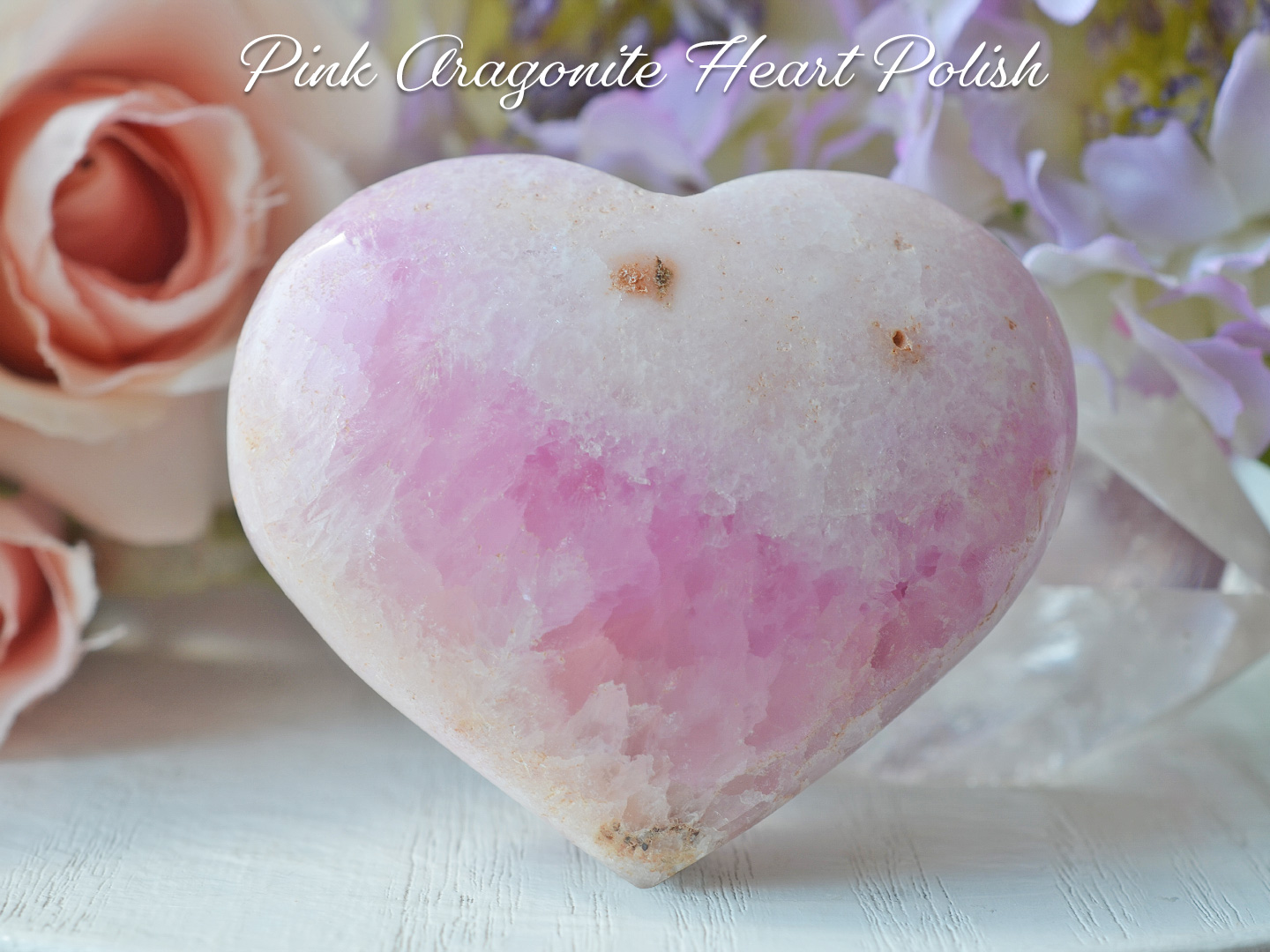 ピンクアラゴナイトハートポリッシュ３