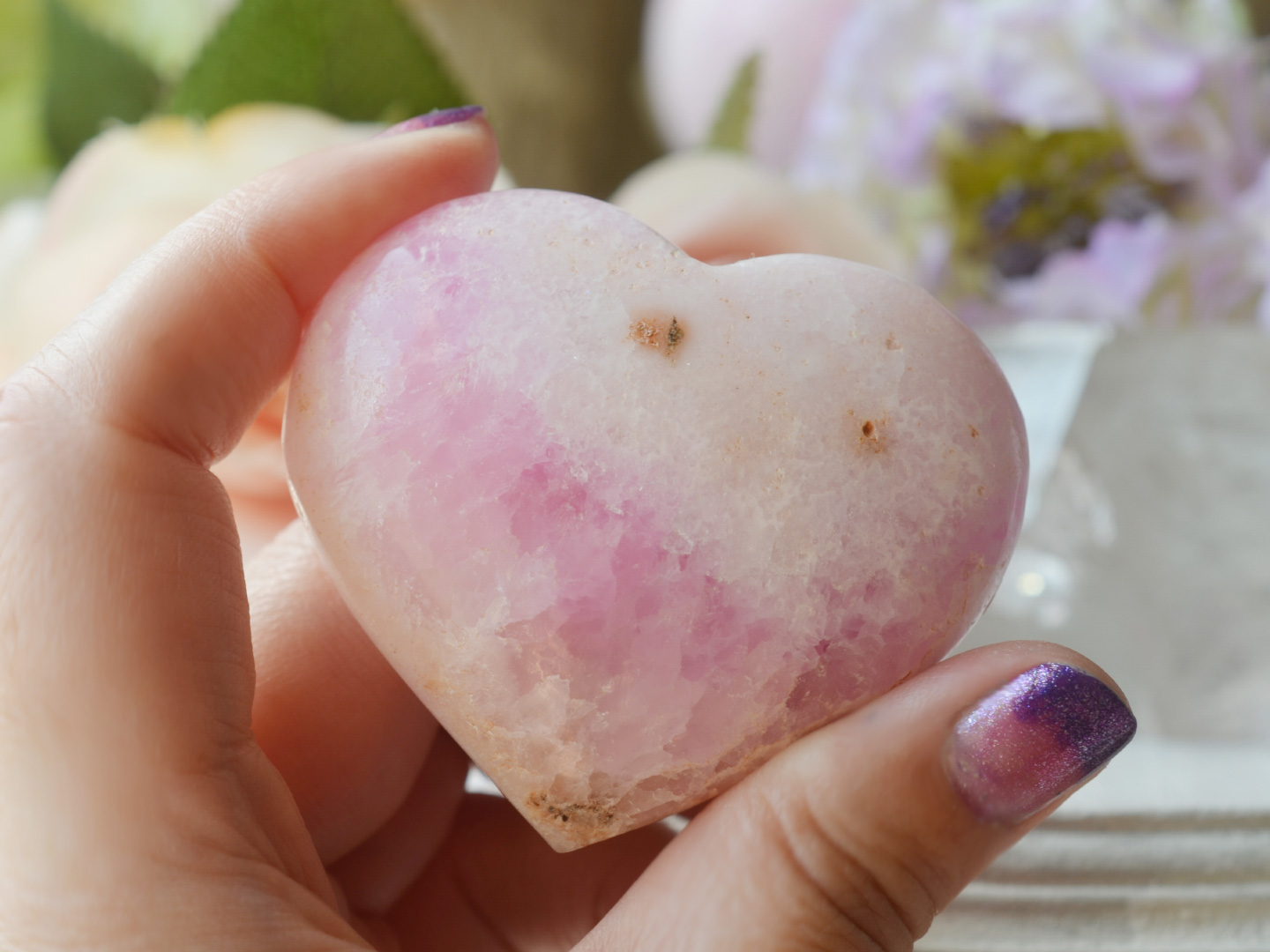 ピンクアラゴナイトハートポリッシュ２