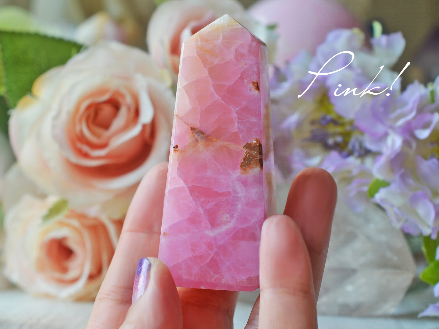 ピンクアラゴナイトハートポリッシュ２