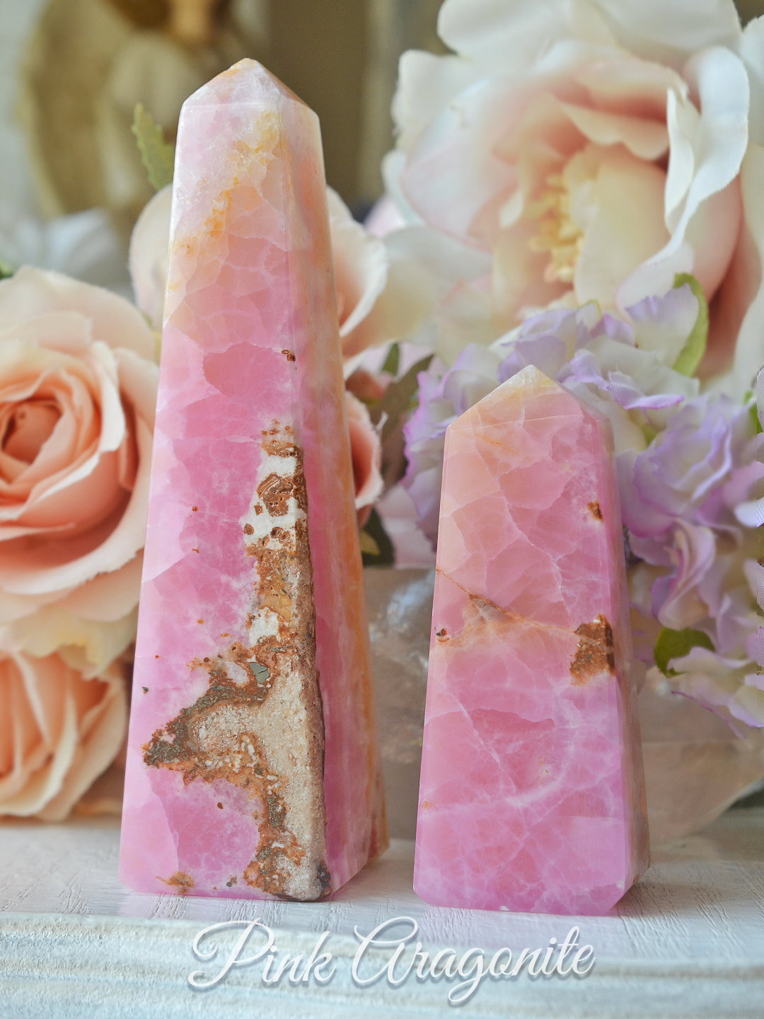 ピンクアラゴナイトハートポリッシュ２