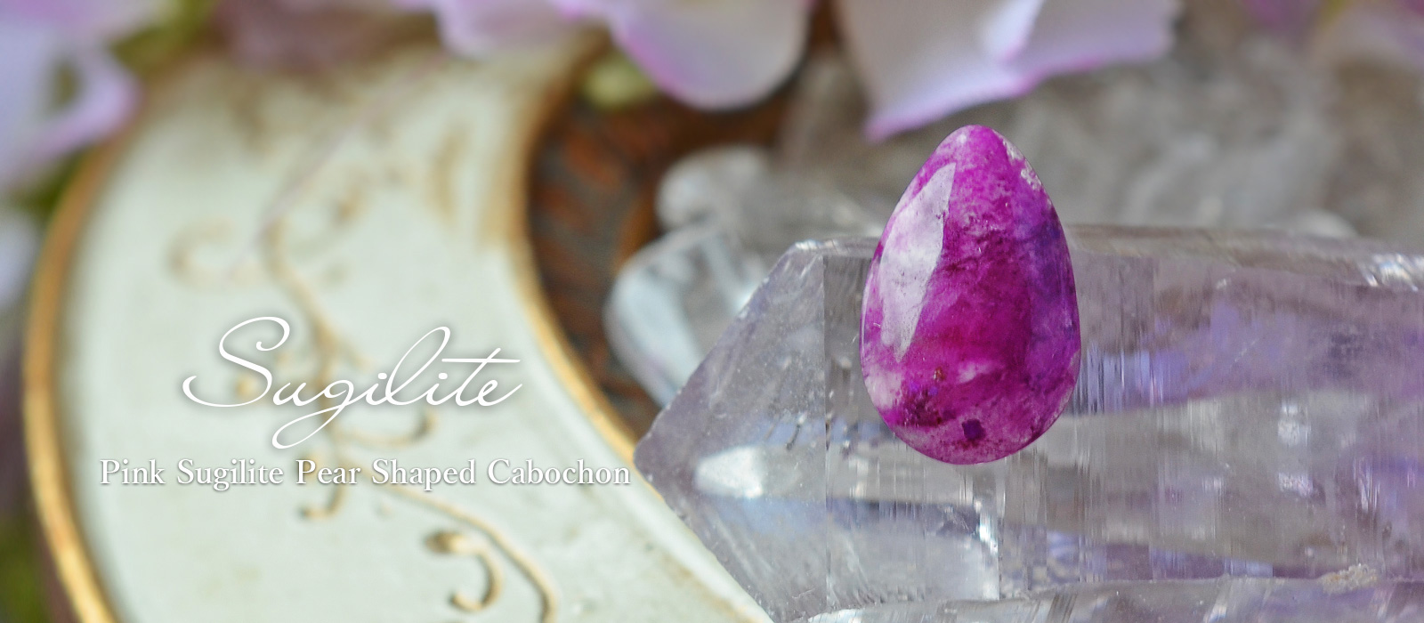 ピンクスギライト　ペアシェイプカボション１