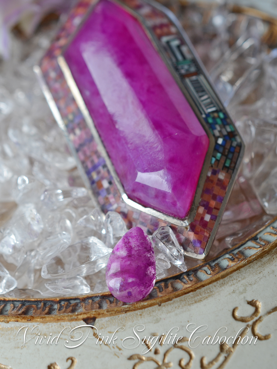 ピンクスギライト　ペアシェイプカボション１