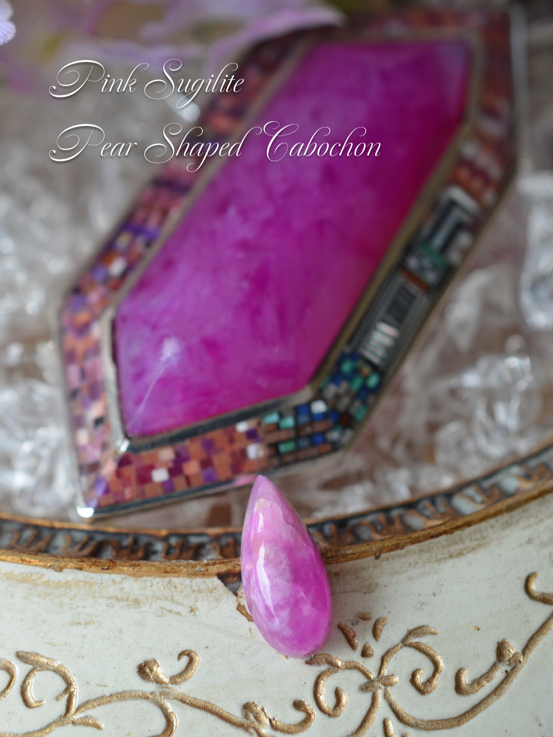 ピンクスギライト　ペアシェイプカボション２