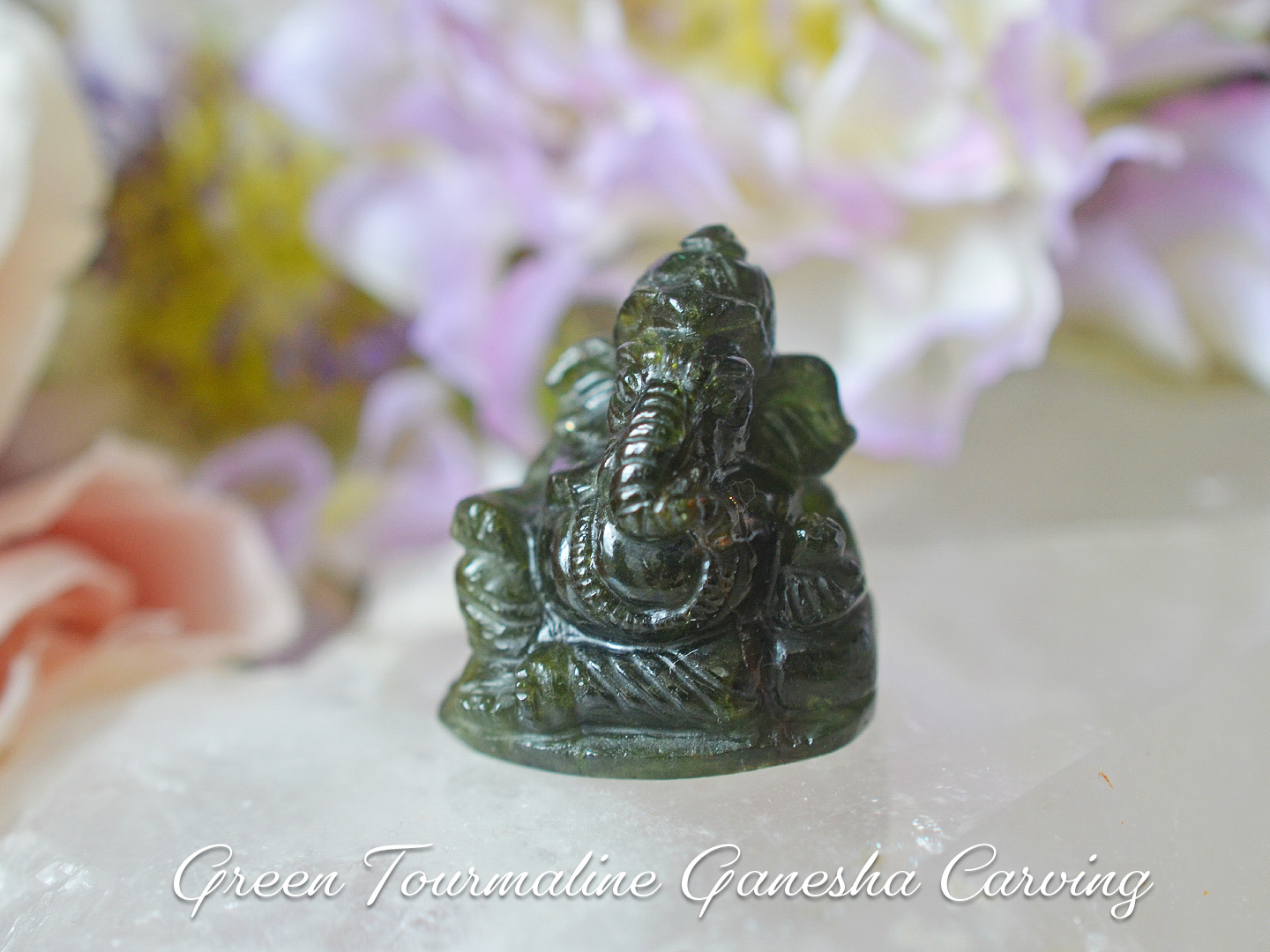 グリーントルマリンガネーシャカービング 62.4ct