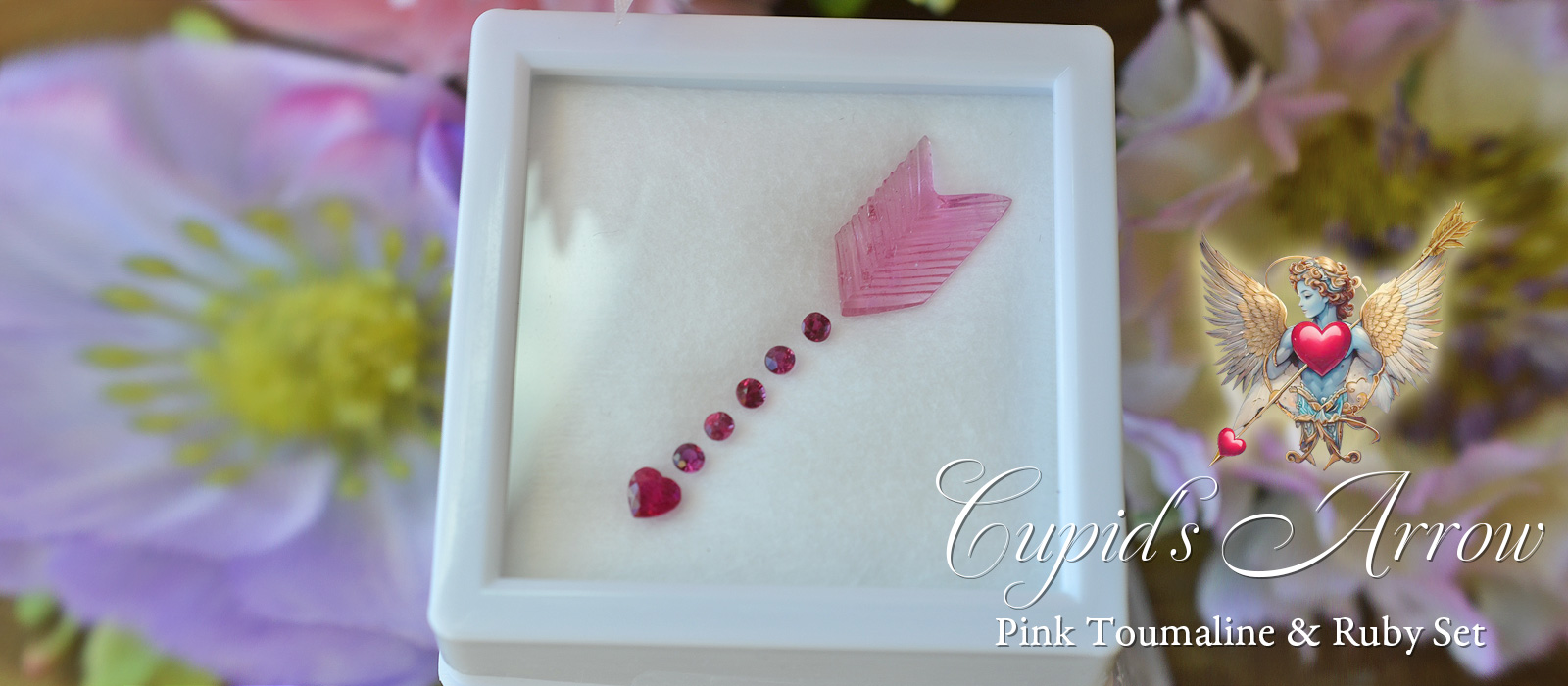 ピンクトルマリンとルビーのキューピッドの矢セット