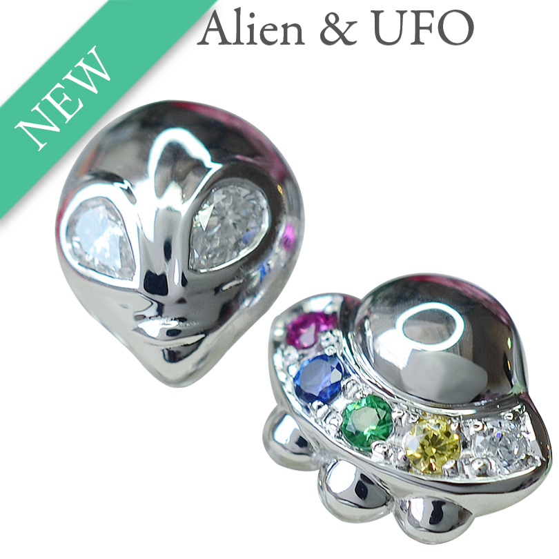 宇宙人とUFO プラチナダイヤモンドピアス