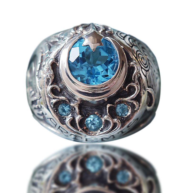 アルテミス女神ブルートパーズシルバーリング