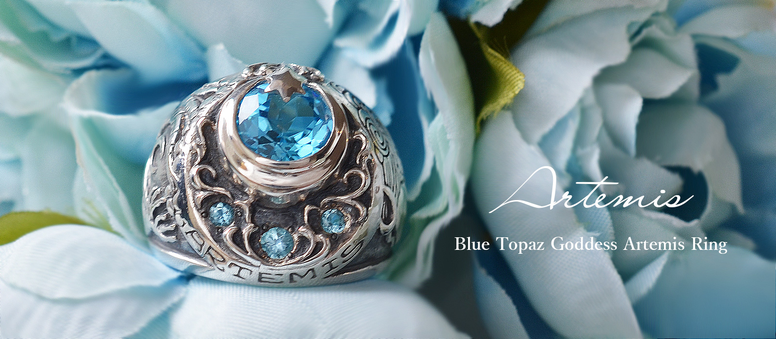 アルテミス女神ブルートパーズシルバーリング