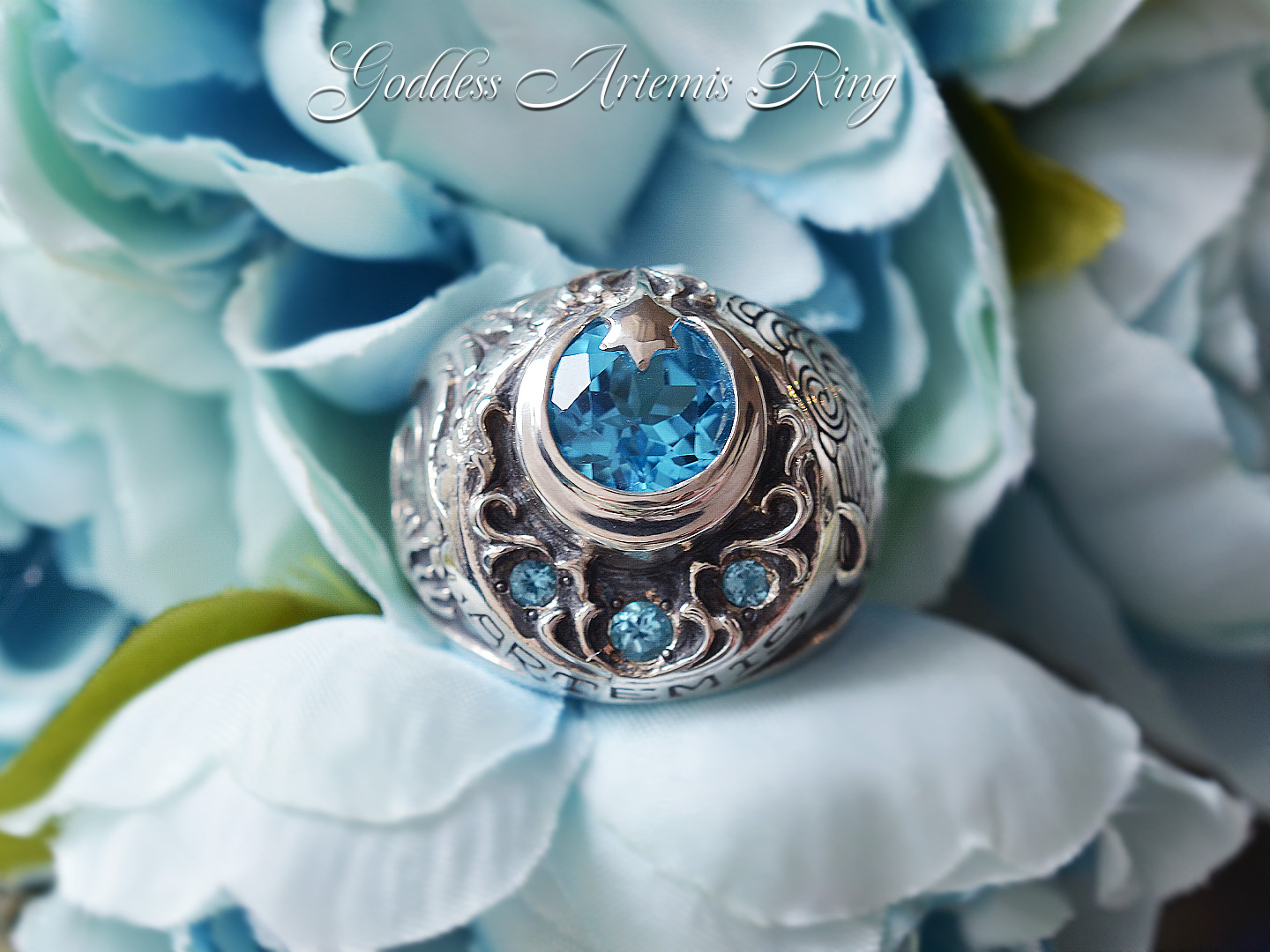 アルテミス女神ブルートパーズシルバーリング