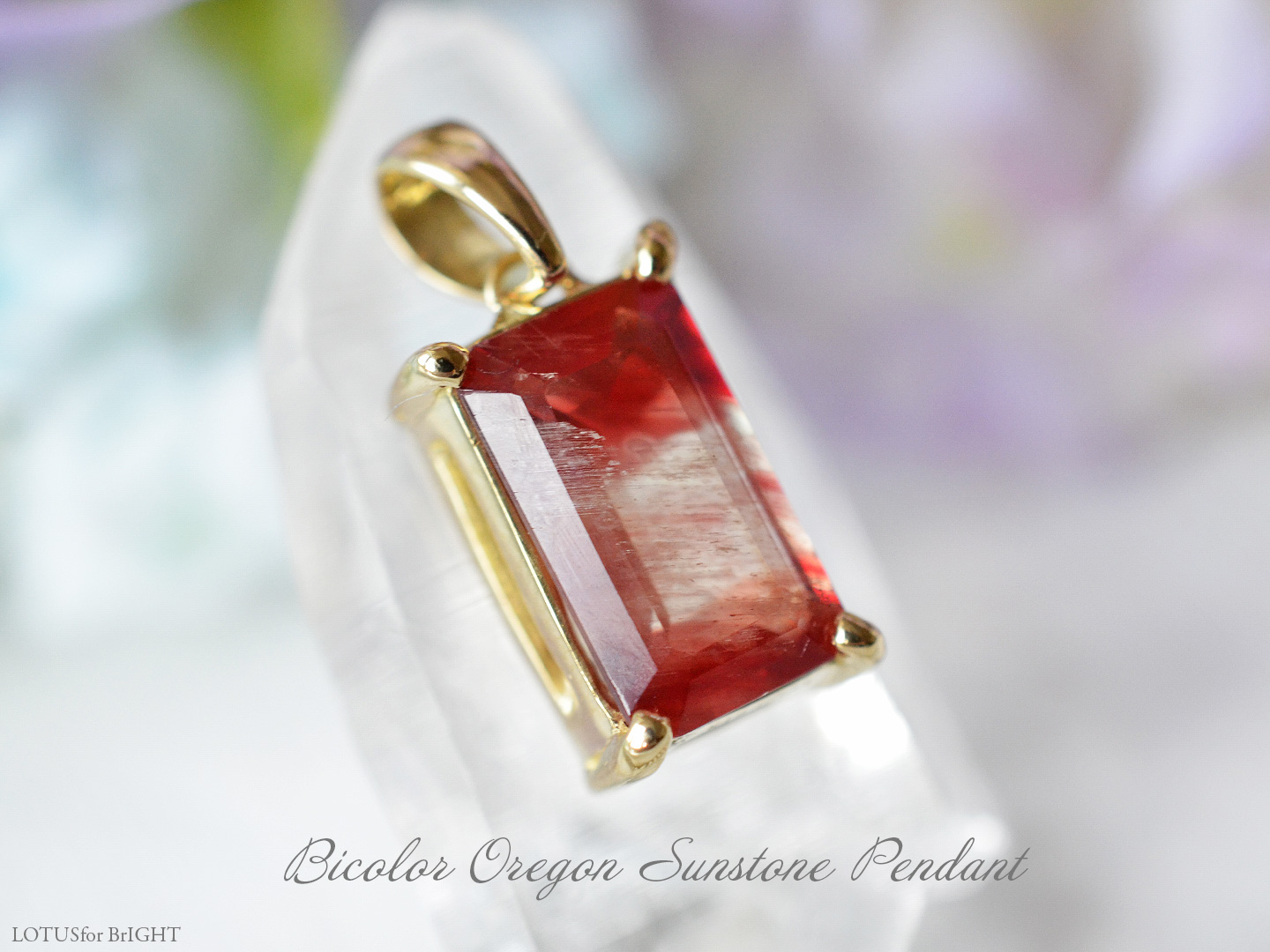 バイカラーオレゴンサンストーンK18ゴールドシンプルペンダント