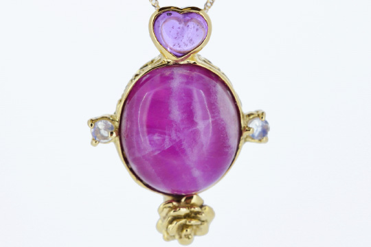 コバルトカルサイト非加熱サファイアフラワーペンダント