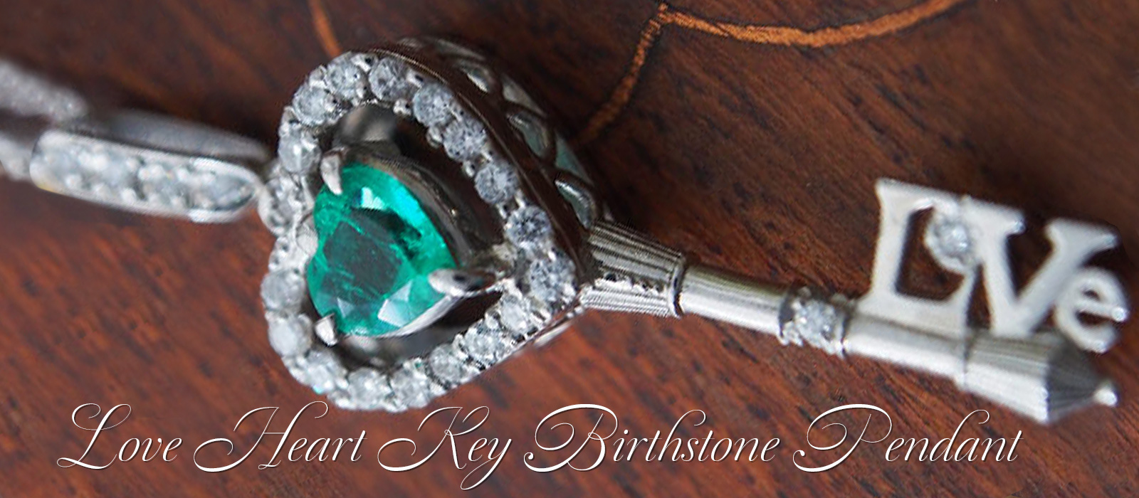 ラブハートキー誕生石プラチナダイヤモンドペンダントトップ
