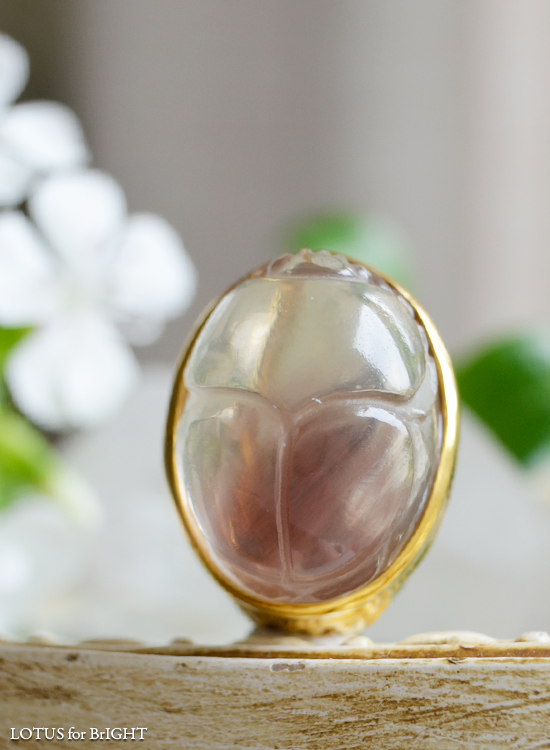 オレゴンサンストーンスカラベエジプトロータスシルバーリング