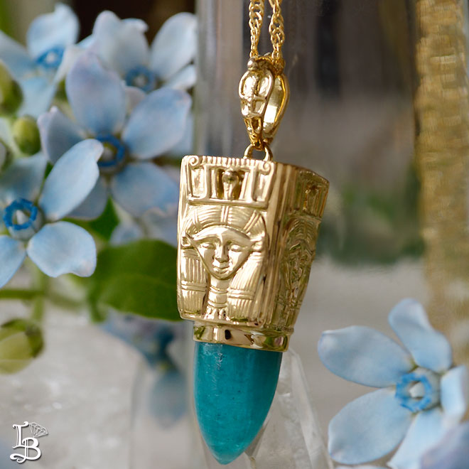 パライバトルマリンK18ハトホル女神エジプシャンペンダント