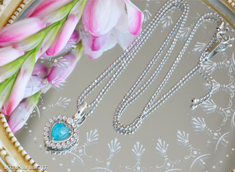 パライバトルマリンハートカボション1.015ctダイヤモンドプラチナネックレス