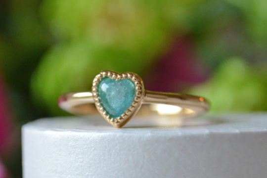 パライバトルマリンハートカボションK18リング