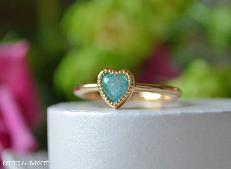 パライバトルマリンハートカボションK18リング