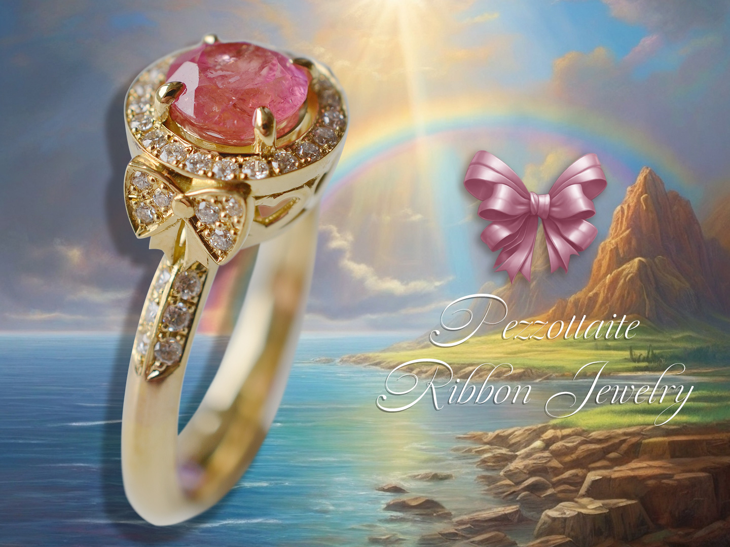 姫リボンダイヤモンドプラチナリングペツォッタイトバージョン