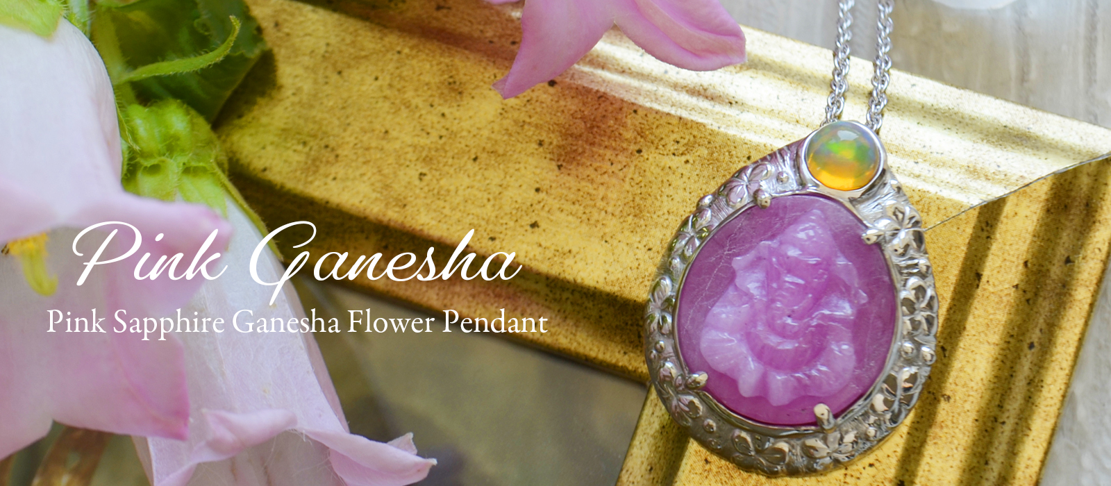 ピンクガネーシャサファイア エチオピアオパールシルバーペンダント