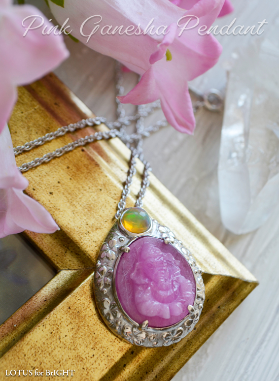 ピンクガネーシャサファイア エチオピアオパールシルバーペンダント