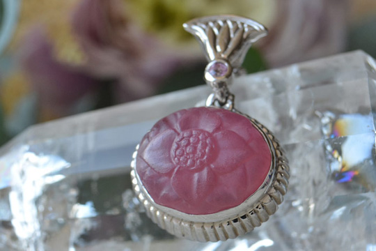 ロータスピンクトルマリンシルバーネックレス