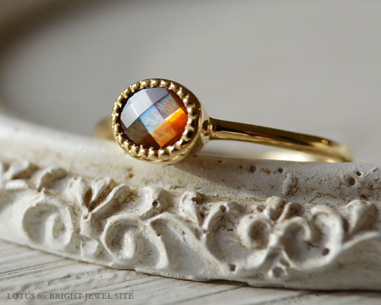 レインボーガーネット　K18イエローゴールドリング